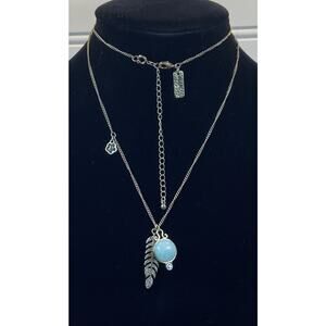 Vintage Premier Designs Gold Tone Blue Stone Matthew 17:20 Pendant Necklace